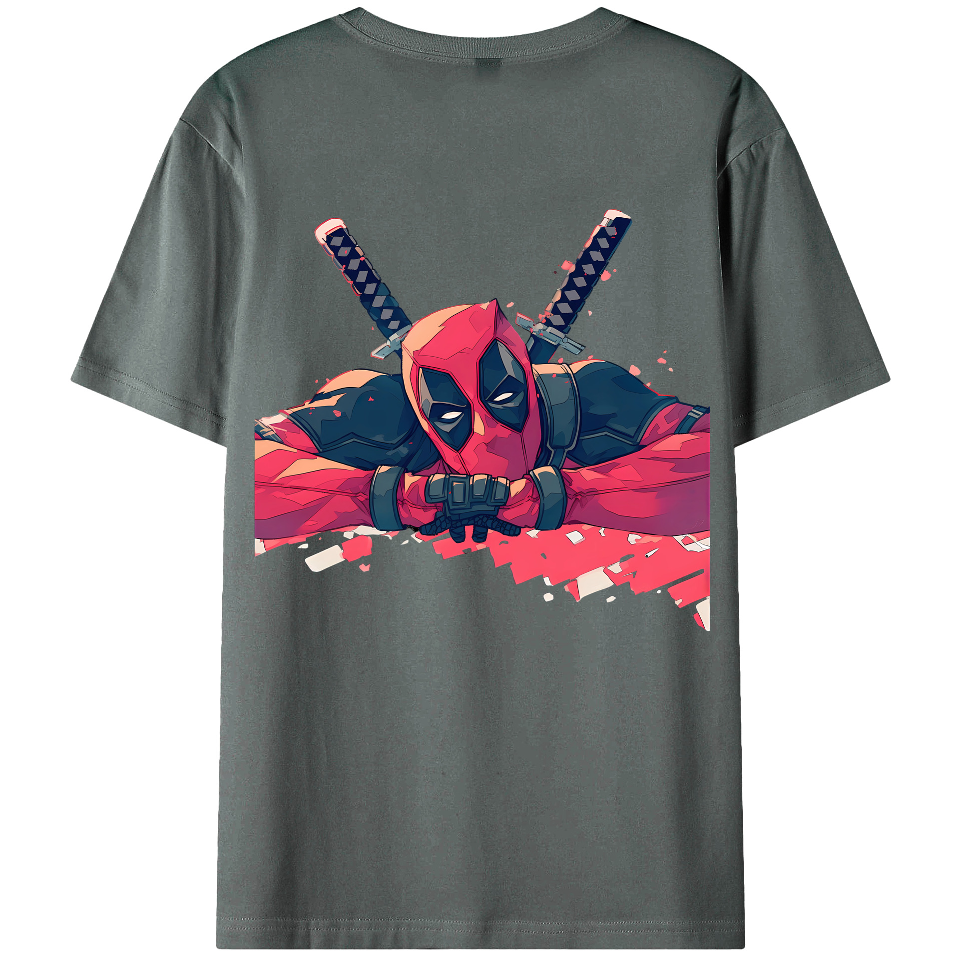 （画像用） Deadpool デッドプール 綿100％ メンズ半袖Tシャツ（バックプリント） 通気性
